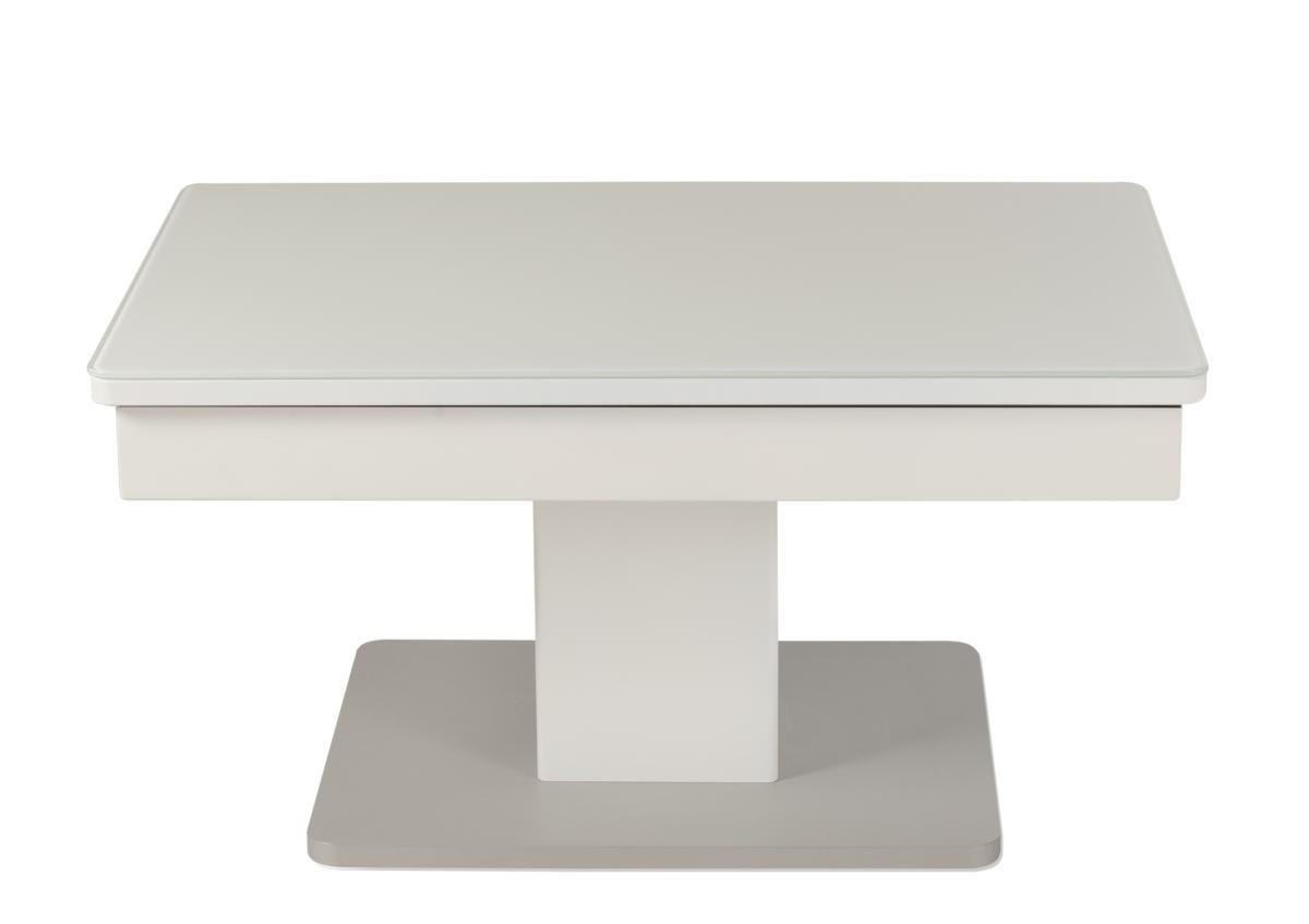 COUCHTISCH ESG 90/60/43,5-61,5 cm rechteckig Weiß, Edelstahlfarben  - Edelstahlfarben/Weiß, Design, Glas/Holzwerkstoff (90/60/43,5-61,5cm) - Venda