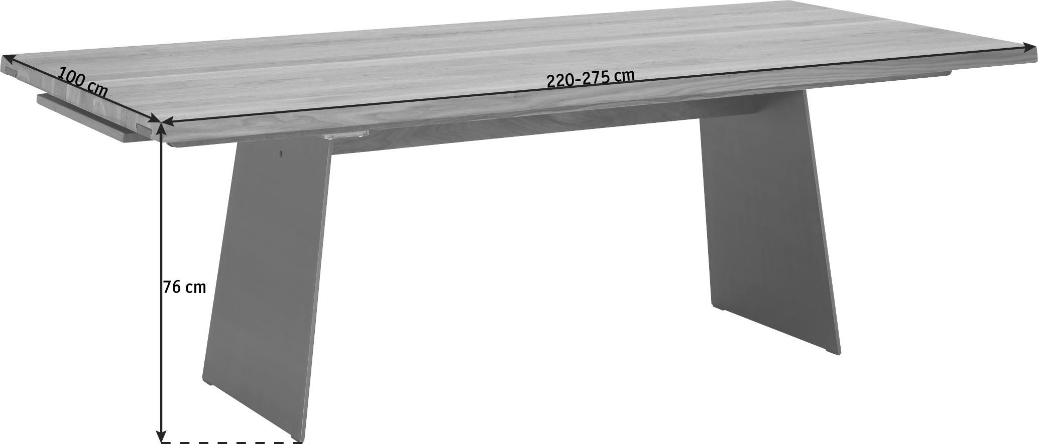 ESSTISCH in Holz, Metall 220-275/100/76 cm  - Nussbaumfarben, Natur, Holz/Metall (220-275/100/76cm) - Anrei