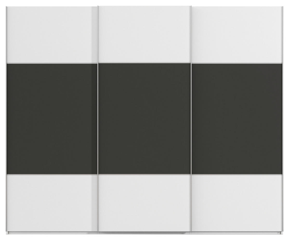 SCHWEBETÜRENSCHRANK 271/223/68 cm 3-türig Graphitfarben, Weiß  - Alufarben/Graphitfarben, KONVENTIONELL, Holzwerkstoff/Metall (271/223/68cm) - Novel