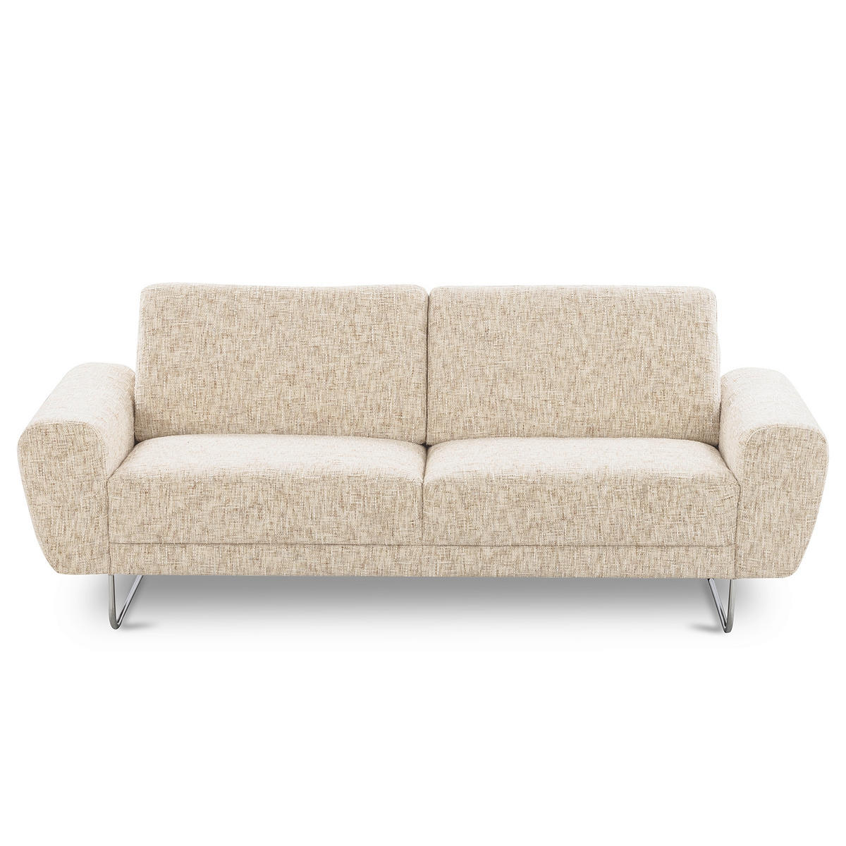 3-SITZER-SOFA SPRING in Webstoff Beige Modern  - Chromfarben/Beige, Design, Textil/Metall (187/85/92cm) - Livetastic