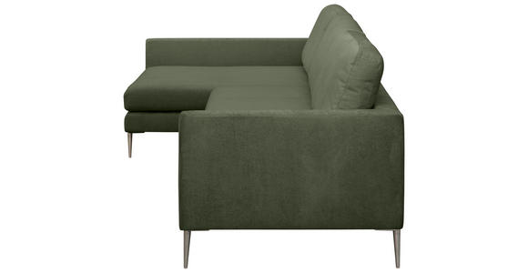 ECKSOFA Grün Chenille Rückenkissen, Rücken echt  - Silberfarben/Grün, KONVENTIONELL, Textil/Metall (143/284cm) - Carryhome