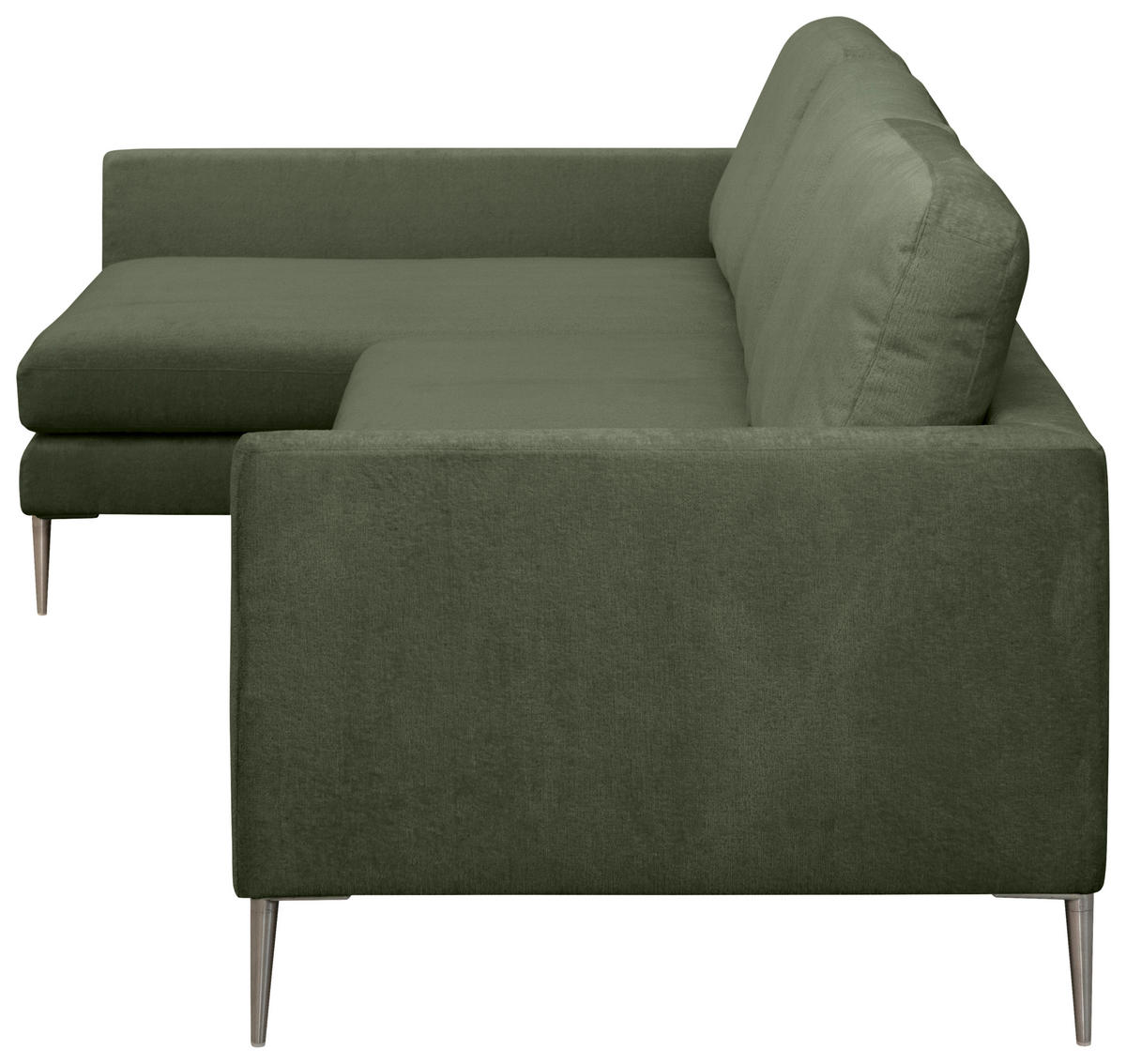 ECKSOFA Grün Chenille  - Silberfarben/Grün, KONVENTIONELL, Textil/Metall (143/284cm) - Carryhome