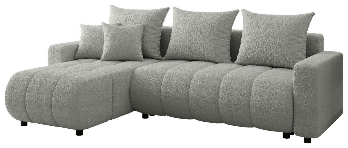 ECKSOFA  in Bouclé Hellgrau  - Hellgrau/Schwarz, MODERN, Kunststoff/Textil (150/240cm) - Carryhome