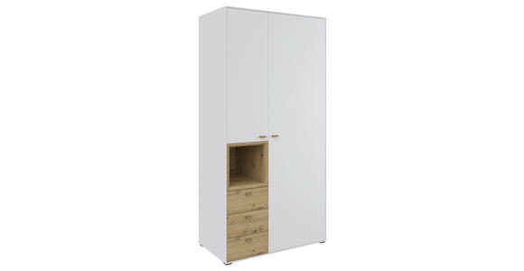 DREHTÜRENSCHRANK  in Weiß, Eichefarben  - Eichefarben/Weiß, KONVENTIONELL, Holz/Holzwerkstoff (105/214/60cm) - Hom`in