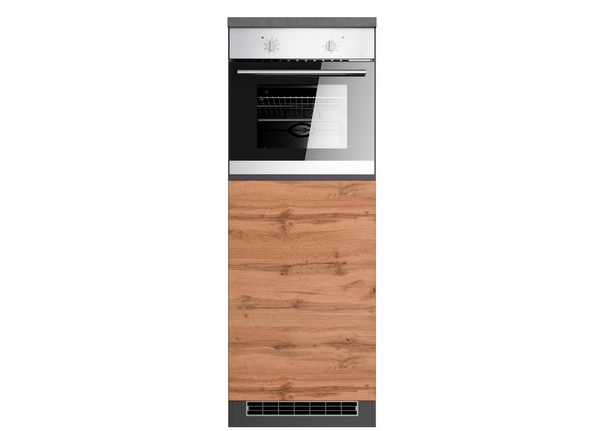 HERDUMBAUSCHRANK 60/166/60 cm  in Graphitfarben, Eiche Wotan  - Eiche Wotan/Graphitfarben, Design, Holzwerkstoff (60/166/60cm) - Held
