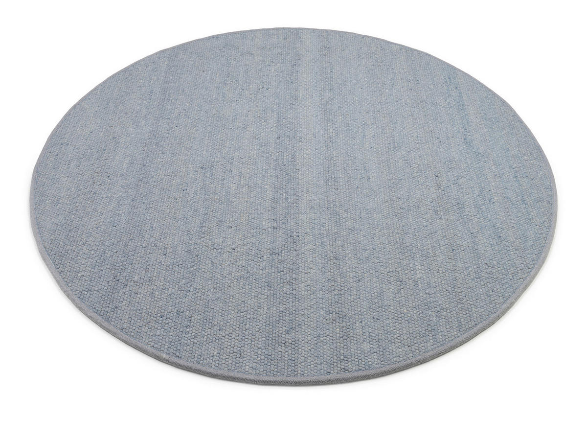 HANDWEBTEPPICH 150/150 cm Helsinki Blau, Grau  - Blau/Grau, Basics, Textil (150/150cm) - Linea Natura