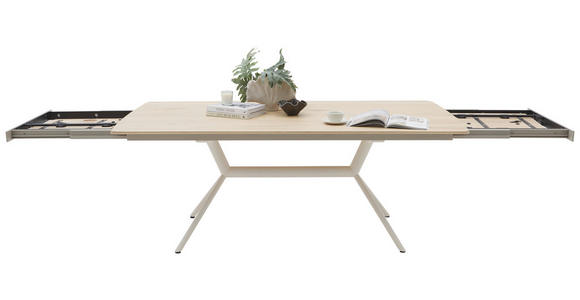 ESSTISCH      - Eiche Bianco/Creme, Design, Holz/Metall (200/100/76cm) - Valnatura