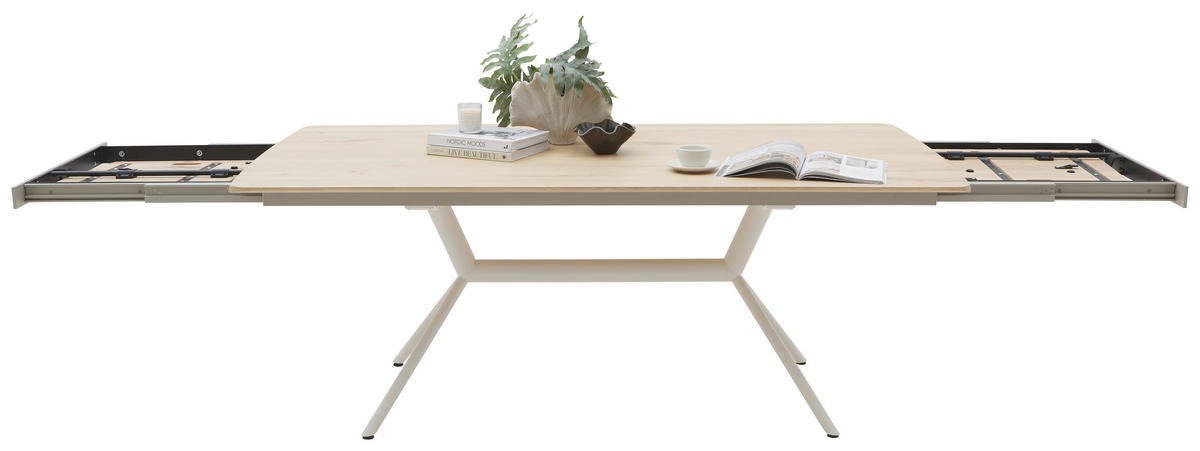 ESSTISCH      - Eiche Bianco/Creme, Design, Holz/Metall (200/100/76cm) - Valnatura