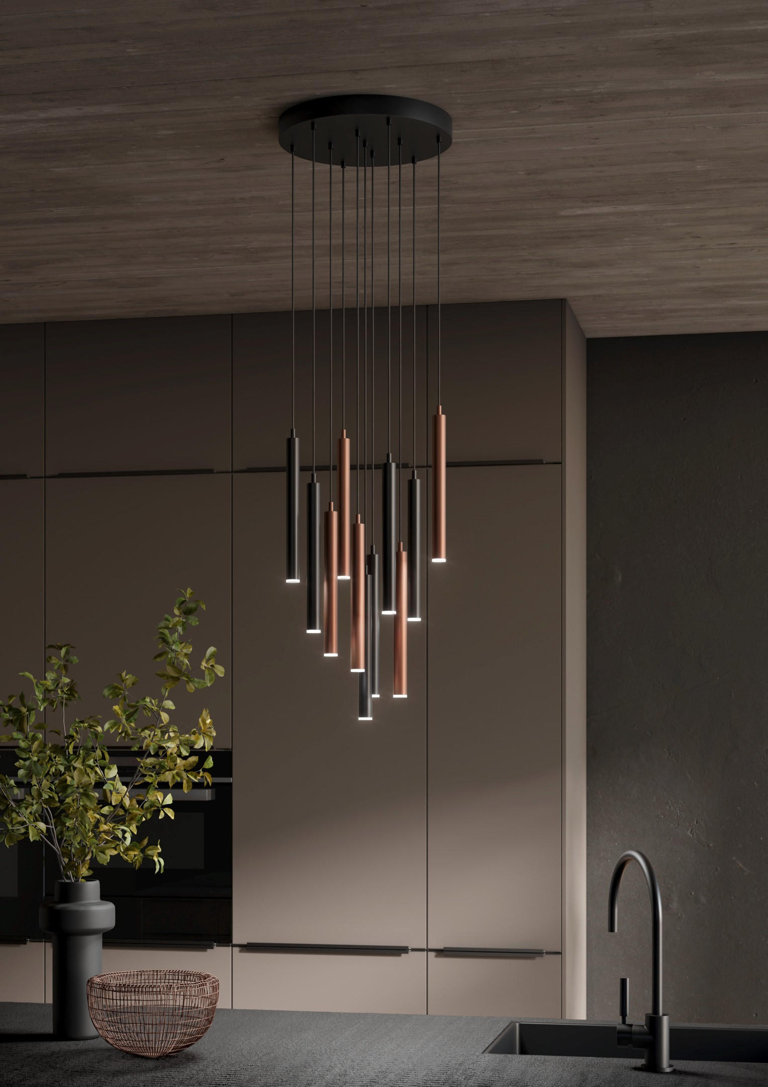 ZÁVĚSNÉ LED SVÍTIDLO, 40/150 cm  - bílá/černá, Design, kov/plast (40/150cm) - Musterring