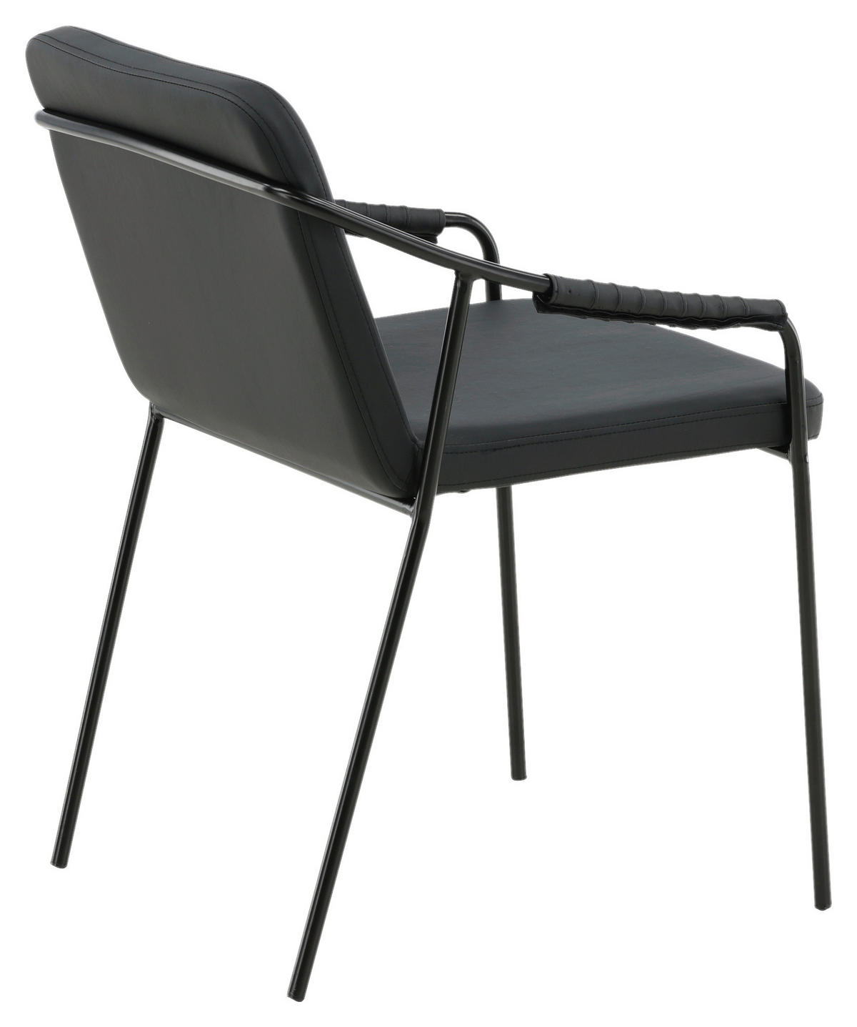 STUHL-SET 2 Stück  in Stahl Lederlook (vegan) Metall, Textil  - Schwarz, Design, Textil/Metall (53/77/59cm) - Livetastic