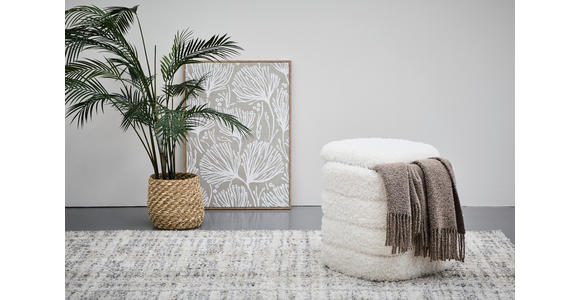 HOCKER in Textil, Holzwerkstoff Weiß  - Weiß, Trend, Holzwerkstoff/Textil (41/39/46cm) - Xora