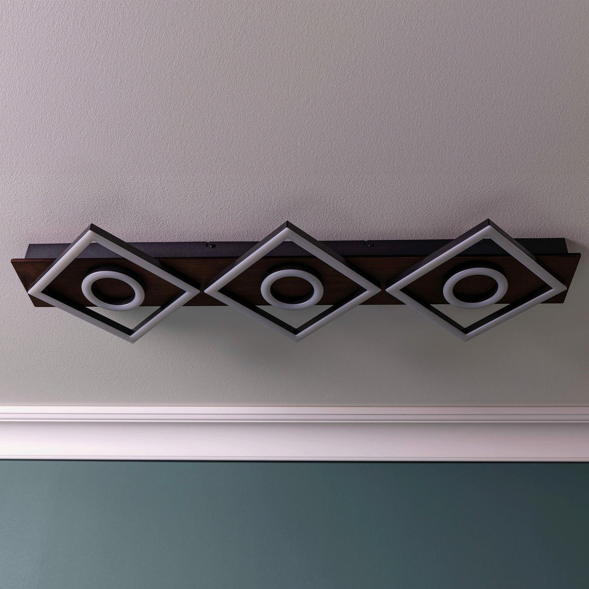 LED-DECKENLEUCHTE    88/6,5/28 cm  - Eiche dunkel/Schwarz, Design, Holz/Kunststoff (88/6,5/28cm) - Brilliant