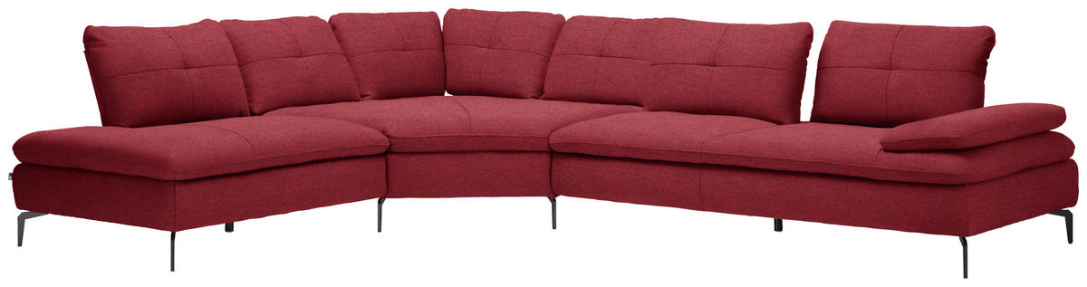 ECKSOFA in Flachgewebe Bordeaux  - Bordeaux/Schwarz, Design, Textil/Metall (271/344cm) - Chilliano
