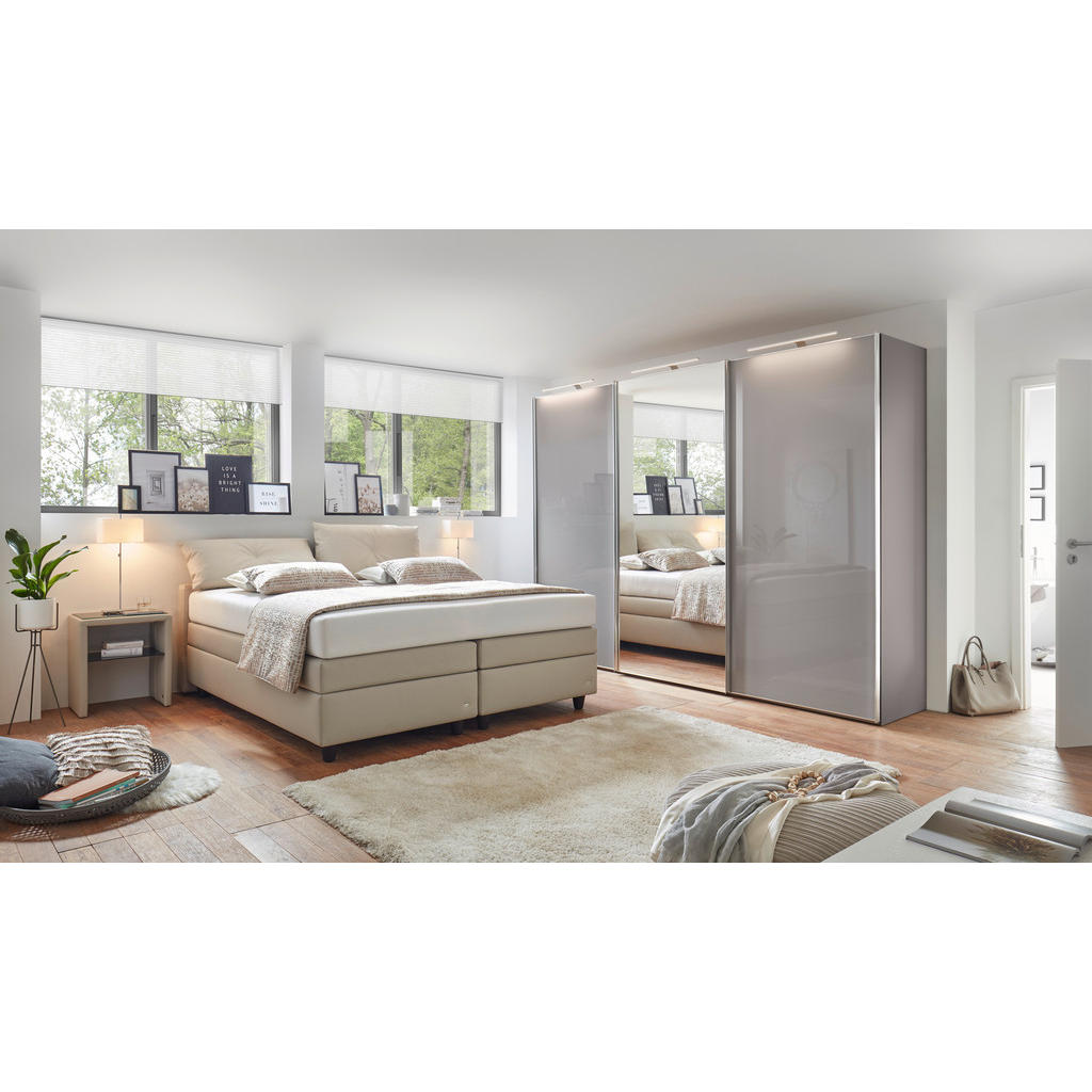 Thumbnail - RUF Betten Boxspringbett, Taupe, Textil, H2 + H3, 7-Zonen, Höhe ca. 26 cm, 160x200 cm, gepolstertes Kopfteil, in verschi...