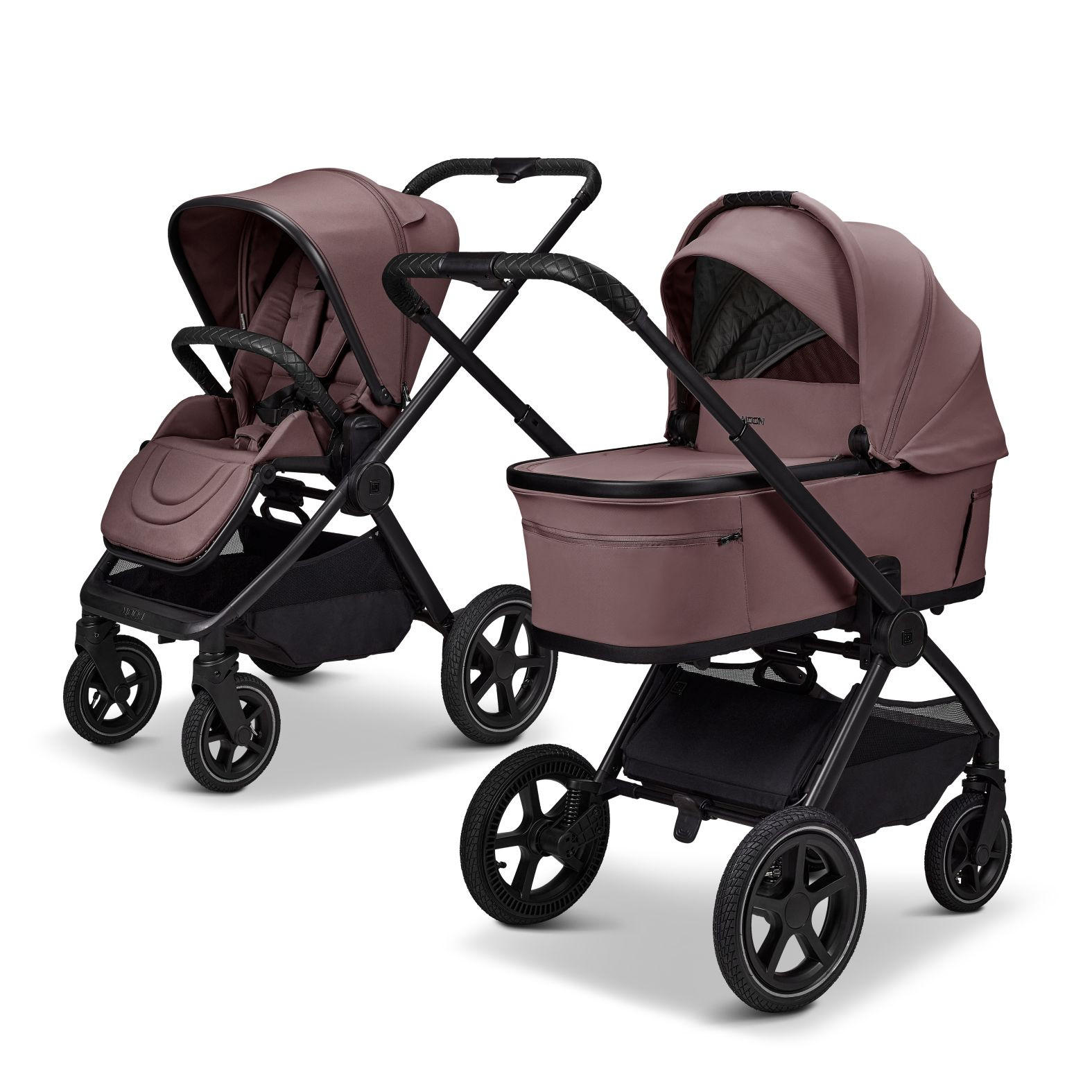KOMBIKINDERWAGEN  SET Gio Fold AIR  Tonka  - Schwarz/Mokka, Basics, Textil/Metall (120/58/92cm) - Moon Edition