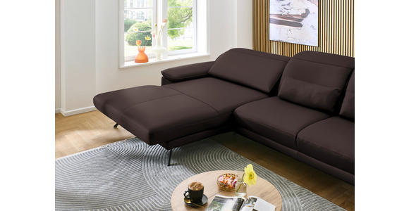 ECKSOFA in Echtleder Braun  - Schwarz/Braun, Design, Leder/Metall (193/332cm) - Dieter Knoll