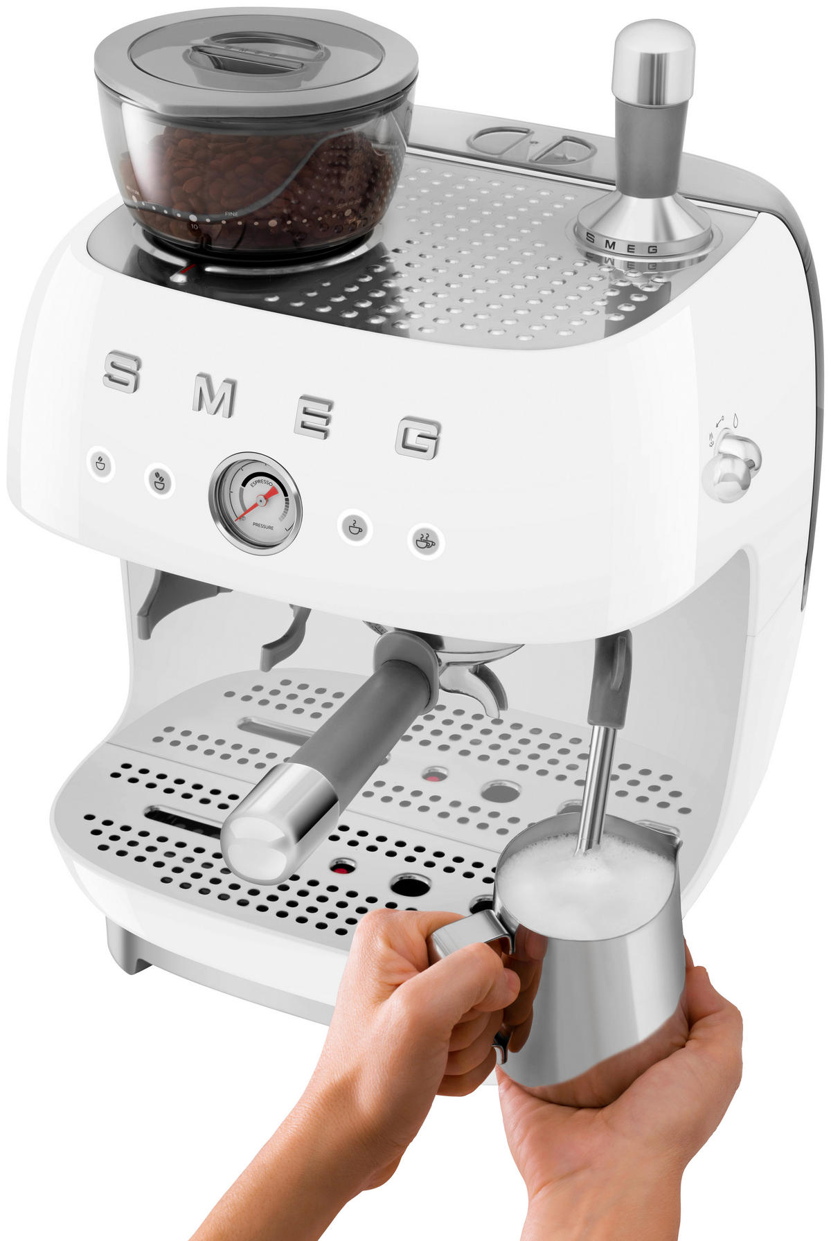 ESPRESSOMASCHINE  - Weiss, Basics, Metall (33.4/44.3/34cm) - SMEG