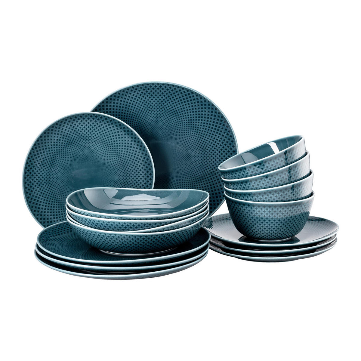 KOMBISERVICE Blau Junto 16-teilig 4 Personen  - Blau, Basics, Keramik (32/31,7/28,1cm) - Rosenthal