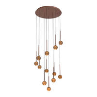LED-PENDELLEUCHTE 69.9/69.9/169.3 cm  - Braun/Orange, Design, Kunststoff (69.9/69.9/169.3cm) - Lucide