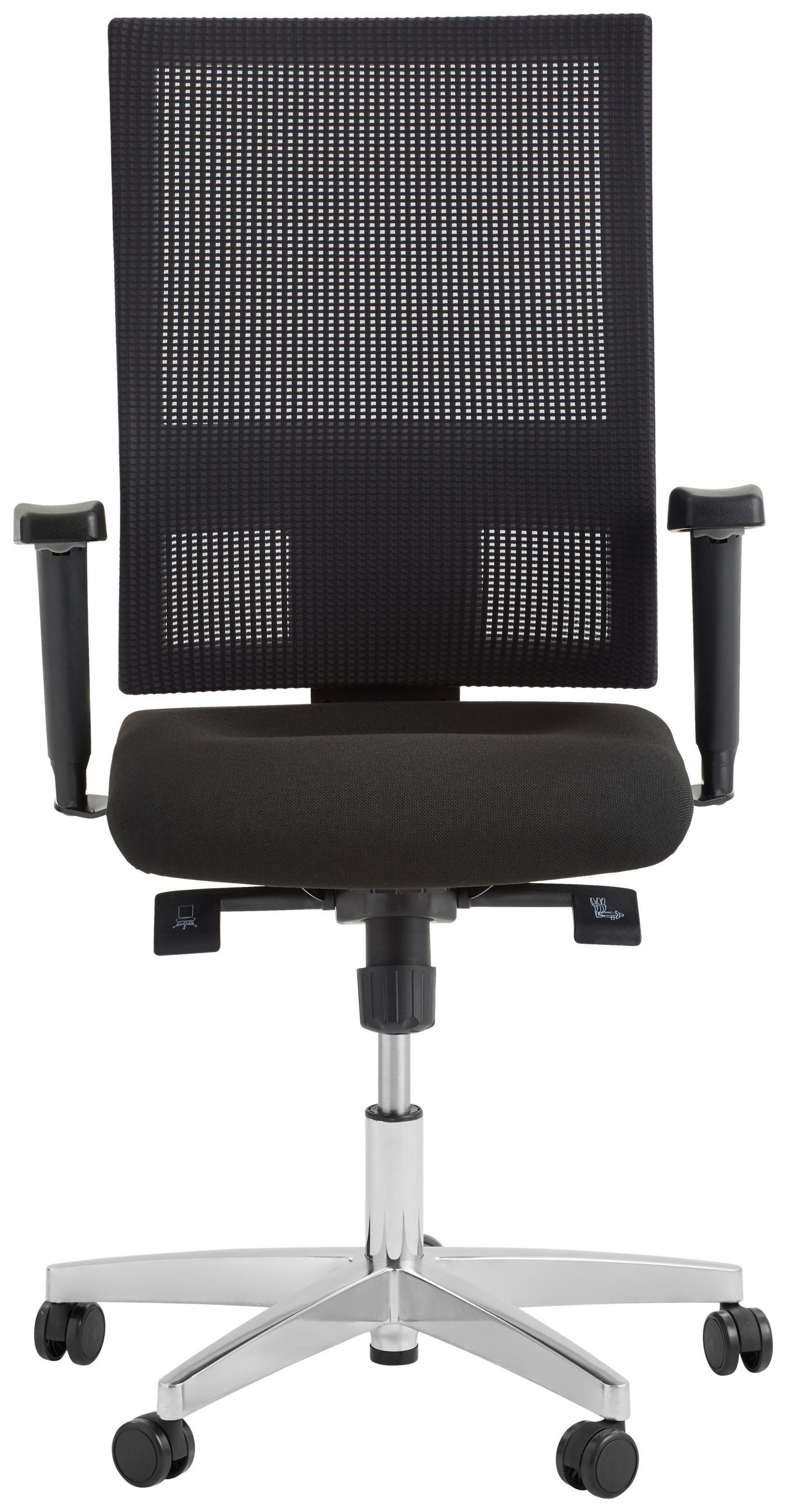 DREHSTUHL Netzbespannung, Webstoff Schwarz, Alufarben  - Schwarz/Alufarben, Basics, Kunststoff/Textil (50/114/50cm) - Topstar