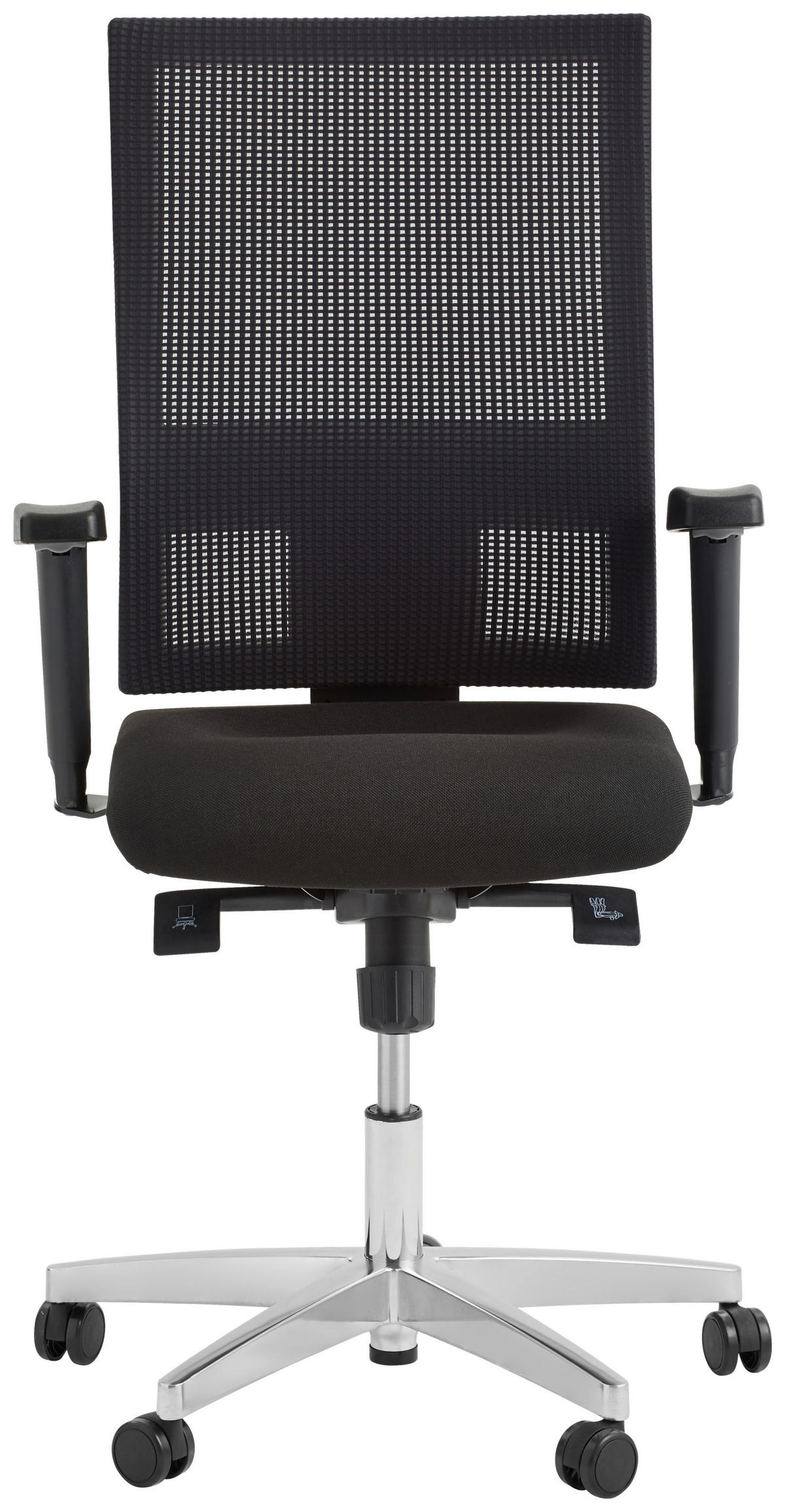 DREHSTUHL Netzbespannung, Webstoff Schwarz, Alufarben  - Schwarz/Alufarben, Basics, Kunststoff/Textil (50/114/50cm) - Topstar