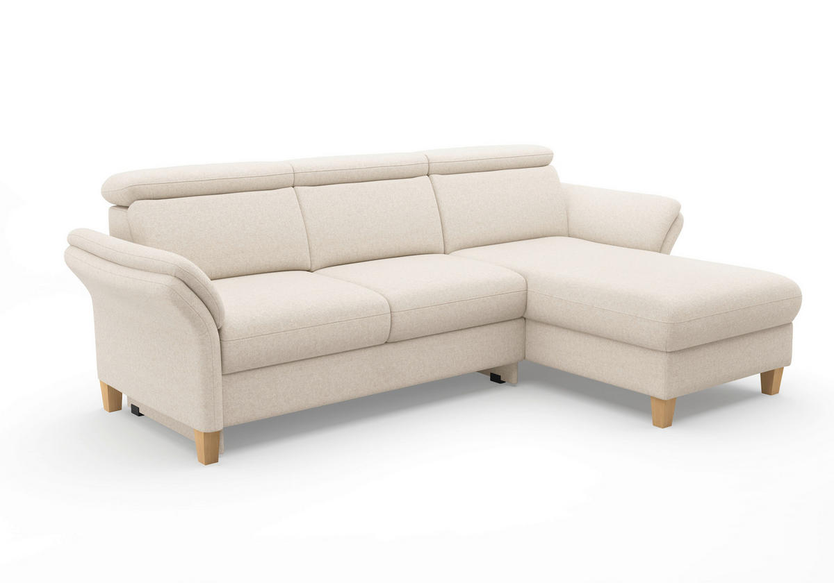 ECKSOFA GLENDALE E Creme Flachgewebe  - Eichefarben/Creme, KONVENTIONELL, Holz/Textil (253/166cm) - Sit & More