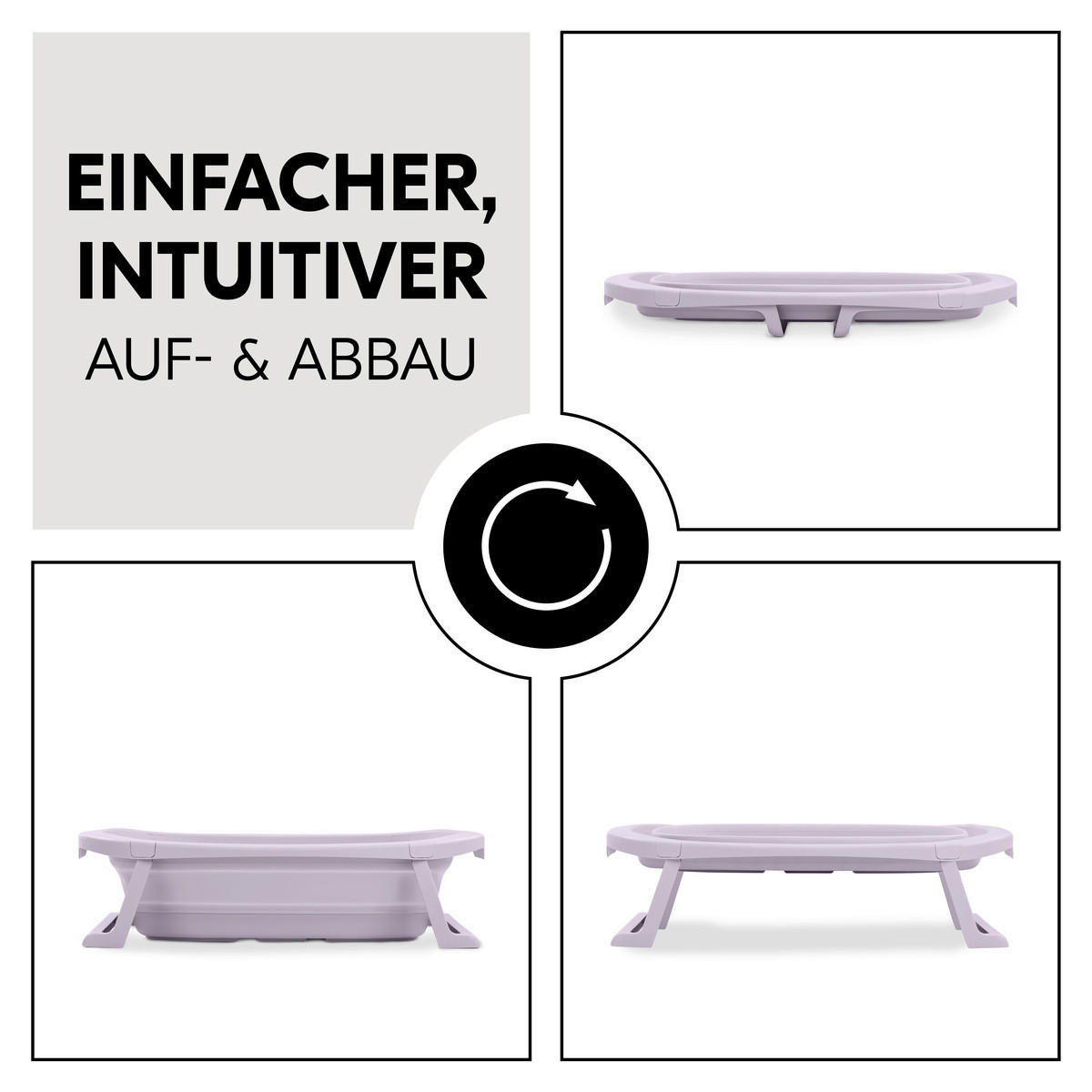 BABYBADEWANNE Wash N Fold  - Lila, Basics, Kunststoff (48/25/80cm) - Hauck
