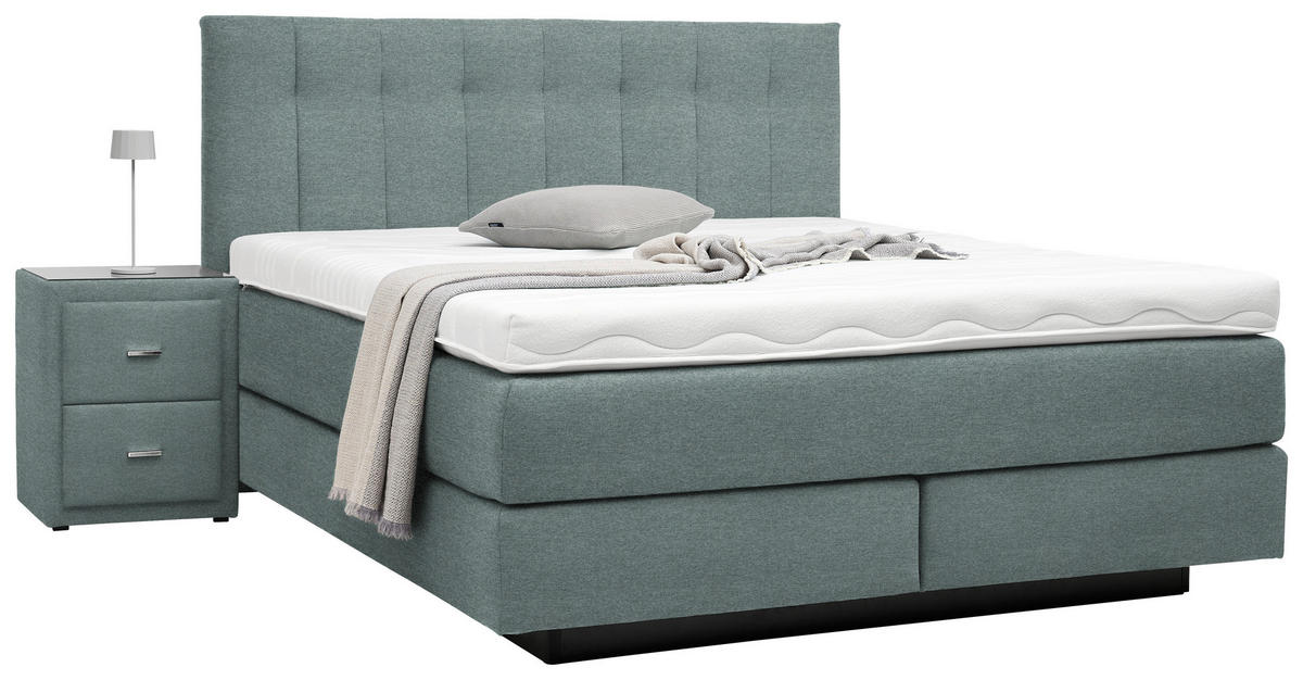 BOXSPRINGBETT 180/200 cm  in Hellgrau  - Hellgrau/Schwarz, Design, Holzwerkstoff/Kunststoff (180/200cm) - Beldomo - Sleep