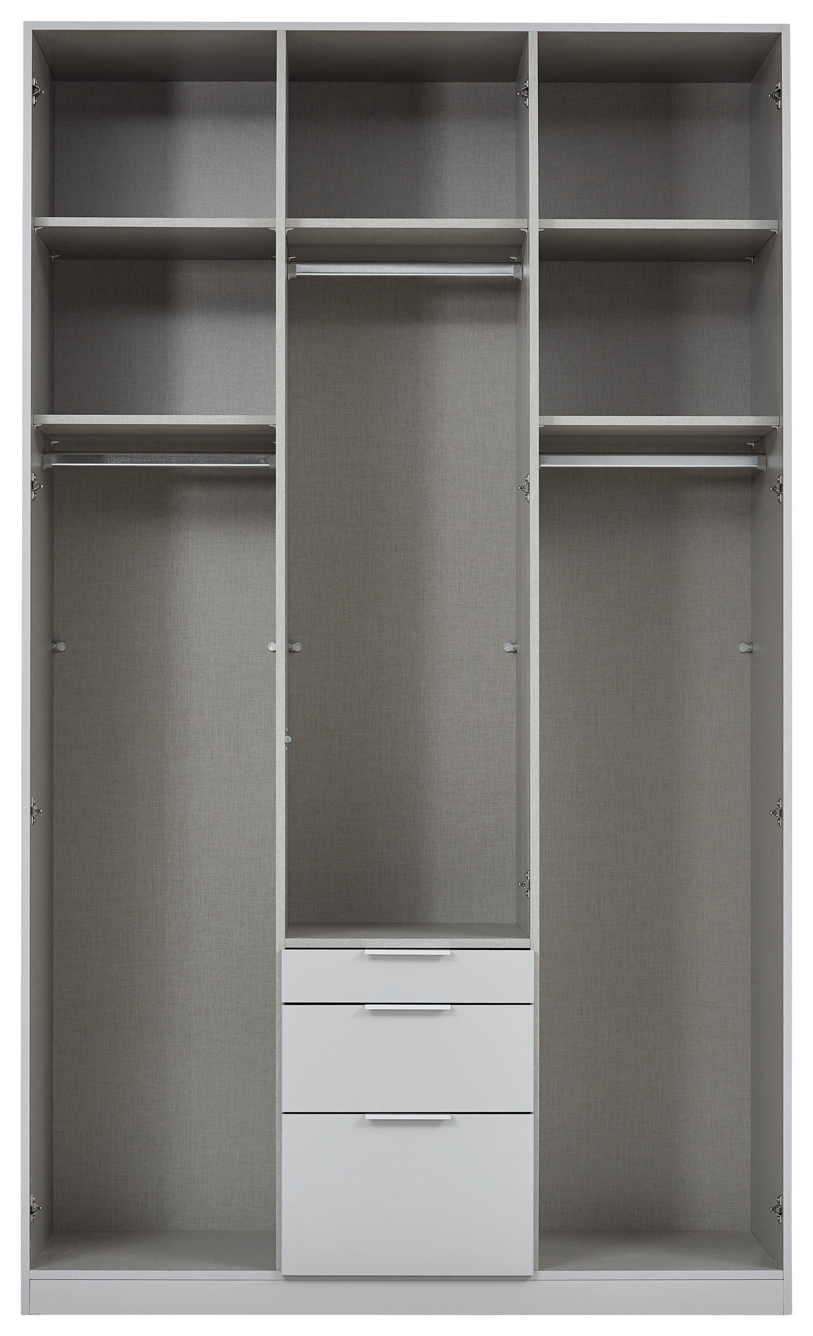 DREHTÜRENSCHRANK in Weiss  - Weiss/Alufarben, Modern, Holzwerkstoff/Metall (136/229/54cm) - Rauch Möbel