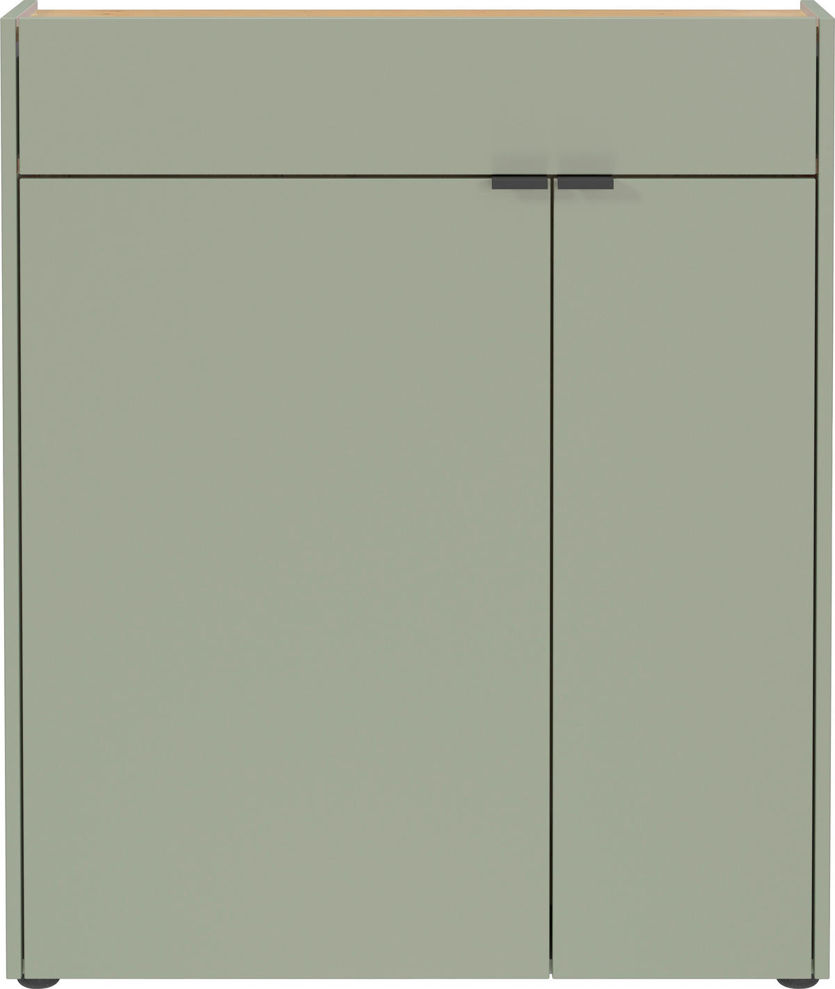 SCHUHSCHRANK Grün, Eichefarben  - Eichefarben/Schwarz, Design, Holzwerkstoff/Kunststoff (83/99/22cm)