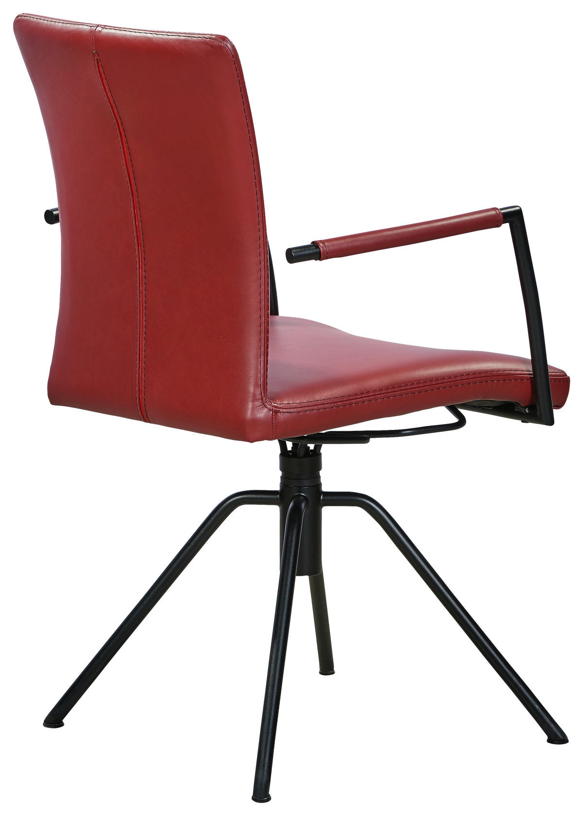 ARMLEHNSTUHL  in Echtleder pigmentiert  - Rot/Schwarz, Design, Leder/Metall (55/91/58cm) - Musterring