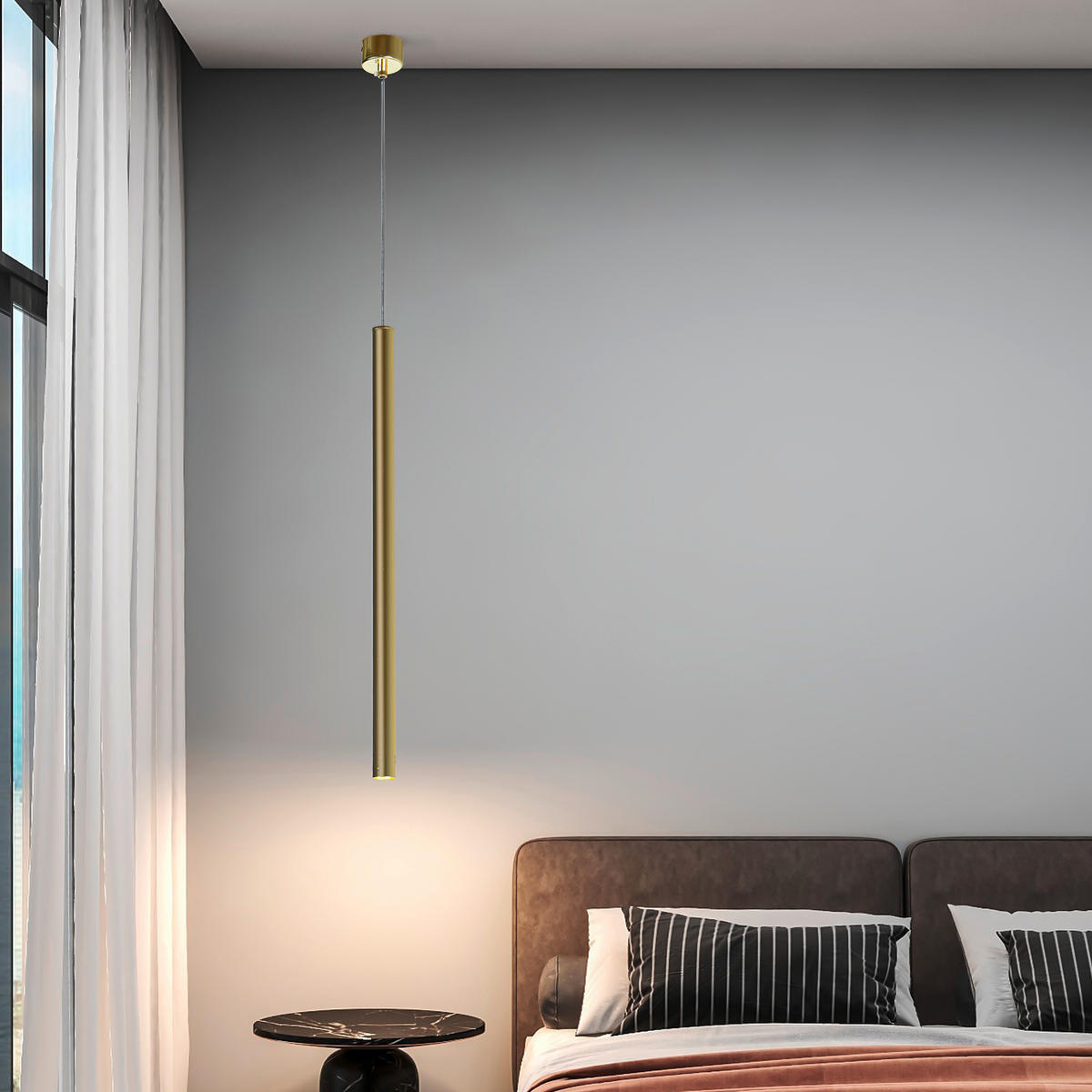 HÄNGLAMPA Lungo 2,5/150 cm  - guldfärgad, Design, metall (2,5/150cm)