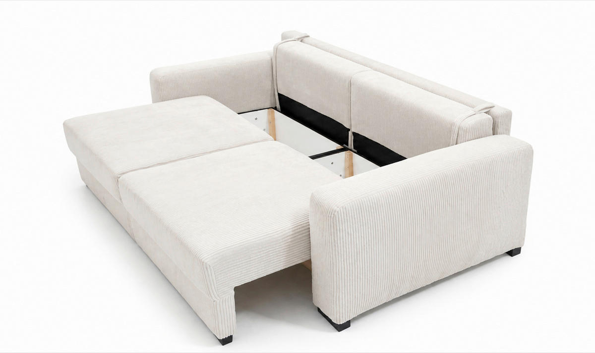3-SITZER-SOFA Cord Beige  - Beige/Schwarz, Basics, Holz/Textil (250/90/110cm) - MID.YOU