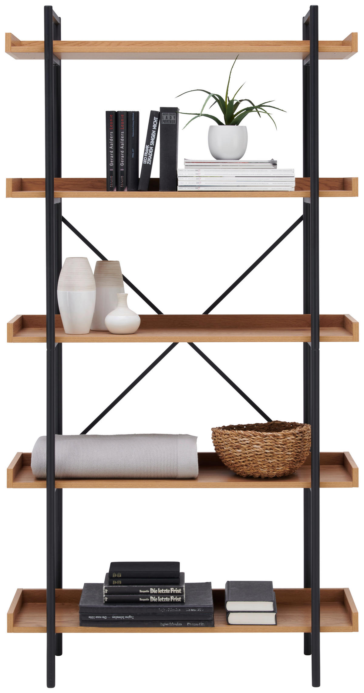 POLC 90/172/30 cm fekete, Wotan tölgy  - Wotan tölgy/fekete, Trend, faalapú anyag/fém (90/172/30cm) - Ambia Home