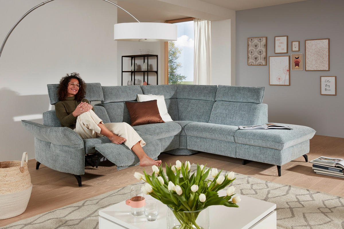 WOHNLANDSCHAFT in Mikrofaser Silberfarben  - Edelstahlfarben/Silberfarben, Design, Textil/Metall (199/258cm) - Himolla