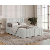 BOXBETT 140/200 cm,  in Silberfarben, Bettkasten, Topper, H2 + H3 = mittel + fest  - Silberfarben/Schwarz, MODERN, Holz/Kunststoff (140/200cm) - MID.YOU