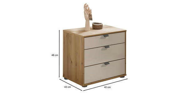 NACHTSCHRANK 40/48/43 cm  - Schieferfarben/Eiche Bianco, KONVENTIONELL, Glas/Holzwerkstoff (40/48/43cm) - Dieter Knoll