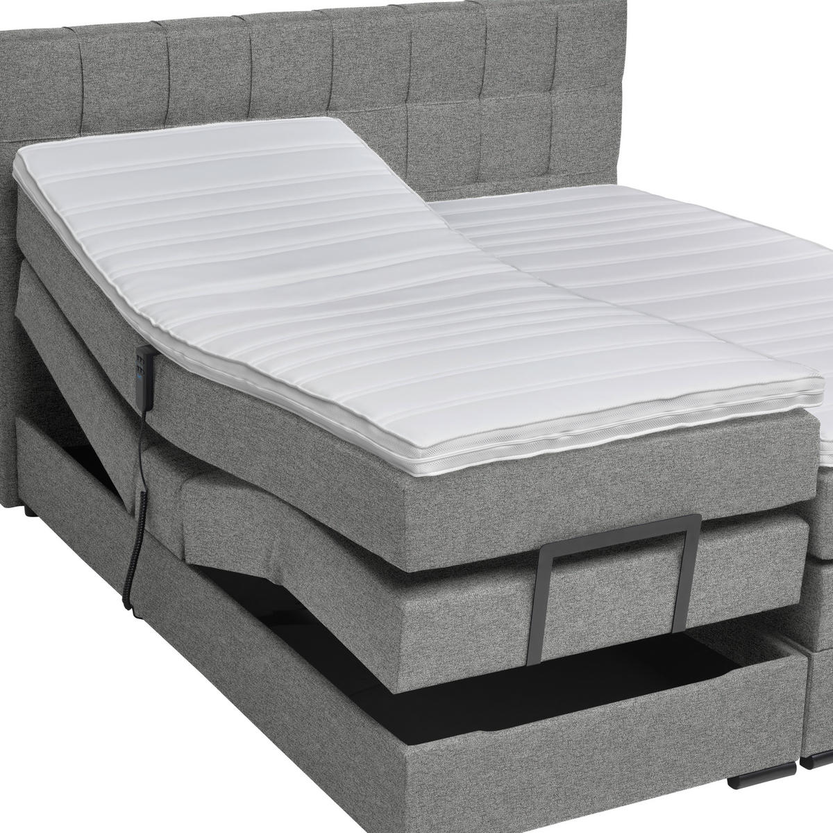 BOXSPRINGBETT 180/200 cm  in Grau  - Schwarz/Grau, KONVENTIONELL, Holz/Holzwerkstoff (180/200cm) - Moderano