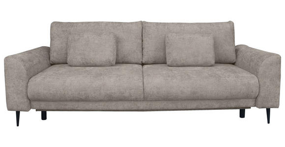 SCHLAFSOFA mit Liegefunktion, Schlafen auf Sitzhöhe, Rücken echt Chenille Greige - Greige/Schwarz, KONVENTIONELL, Textil/Metall (235/90/104cm) - Carryhome