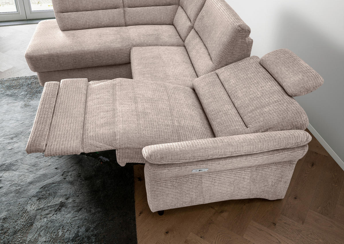 CANAPÉ D'ANGLE in Mikrofaser Beige  - beige/noir, Modern, textile/bois (190/266cm) - Livetastic