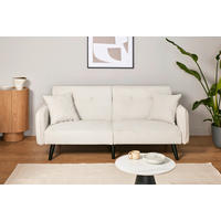SCHLAFSOFA Cord Weiß  - Schwarz/Weiß, MODERN, Holz/Textil (191/83/84cm) - Livetastic