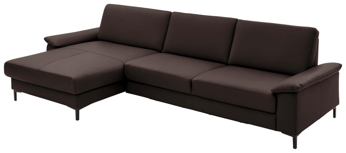 ECKSOFA in Echtleder Dunkelbraun  - Dunkelbraun/Schwarz, Design, Leder/Metall (176/334cm) - Dieter Knoll