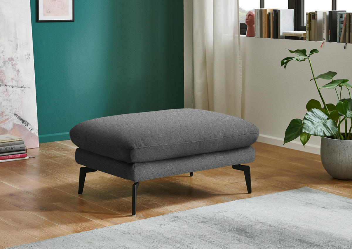HOCKER in Textil Grau  - Schwarz/Grau, Design, Textil/Metall (94/45/68cm) - Beldomo System