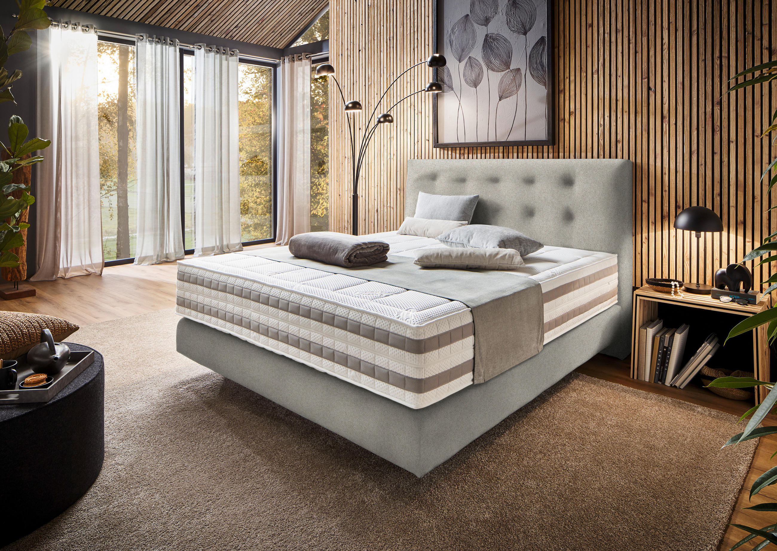 BOXSPRINGBETT 200/200 cm  in Beige  - Beige, KONVENTIONELL, Holz/Textil (200/200cm) - Dieter Knoll