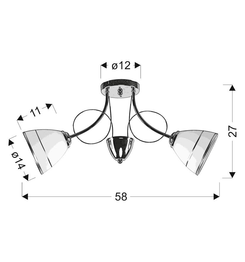 TAKLAMPA Elotte 58/13.7/27 cm  - kromfärg, Klassisk, metall (58/13.7/27cm)