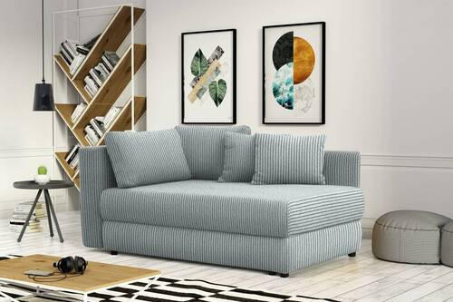 RÉCAMIERE Blaugrau Cord  - Blaugrau/Schwarz, Design, Kunststoff/Textil (171/88/93cm) - Cantus