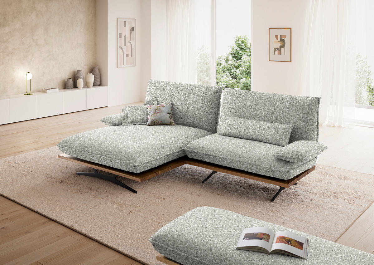 ECKSOFA Chenille, Flachgewebe Wildeiche, Ecru  - Wildeiche/Ecru, Design, Holz/Textil (161/284cm) - Koinor