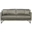 2,5-SITZER  in Samt Grau  - Schwarz/Grau, Design, Textil/Metall (180/78/84cm) - Carryhome