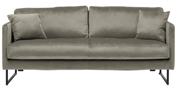 2,5-SITZER  in Samt Grau  - Schwarz/Grau, Design, Textil/Metall (180/78/84cm) - Carryhome