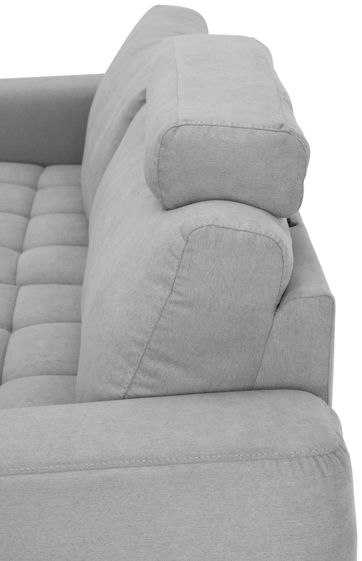 ECKSOFA in Mikrofaser Hellgrau  - Silberfarben/Hellgrau, Design, Textil/Metall (161/242cm) - Livetastic